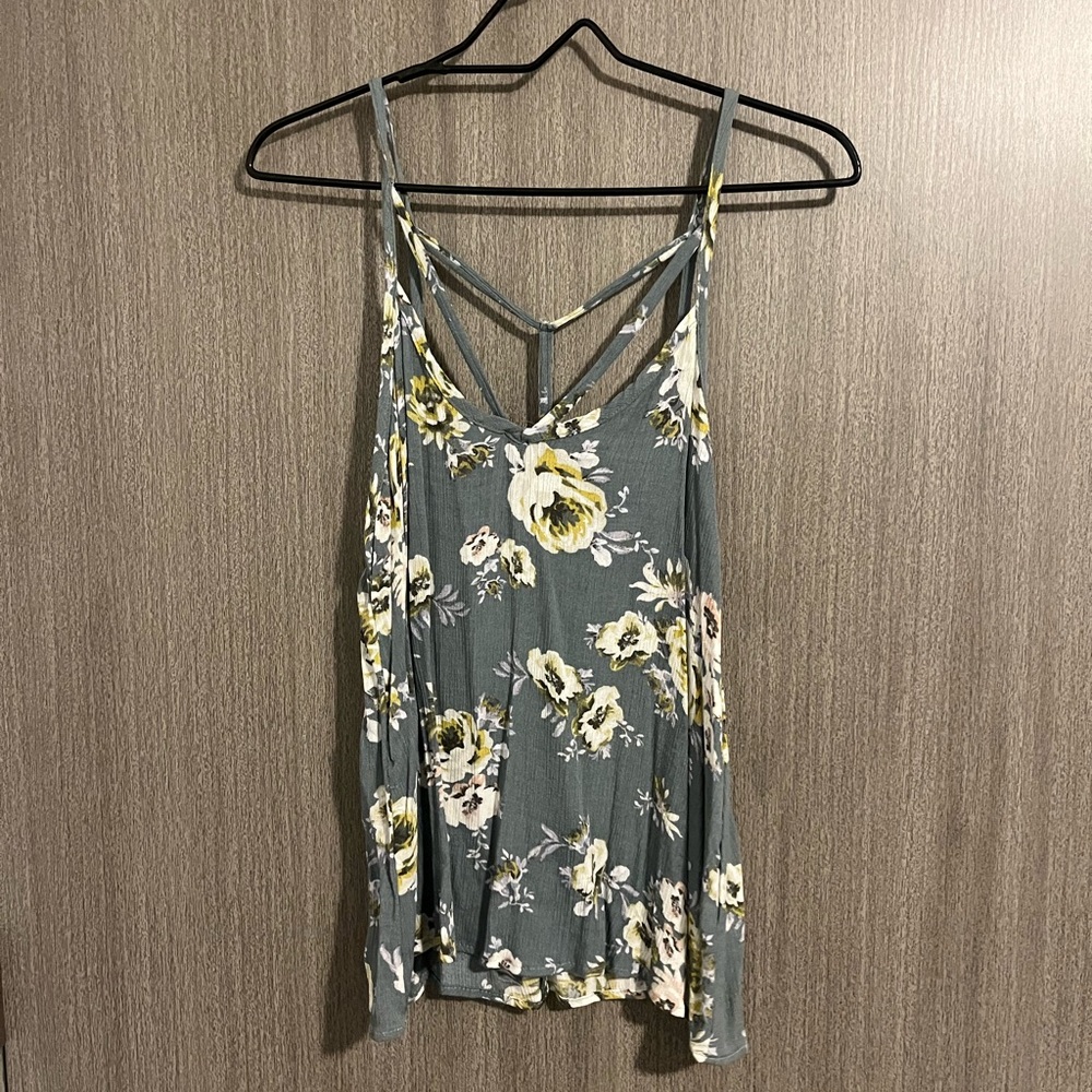 muted blue, green and white tank top!